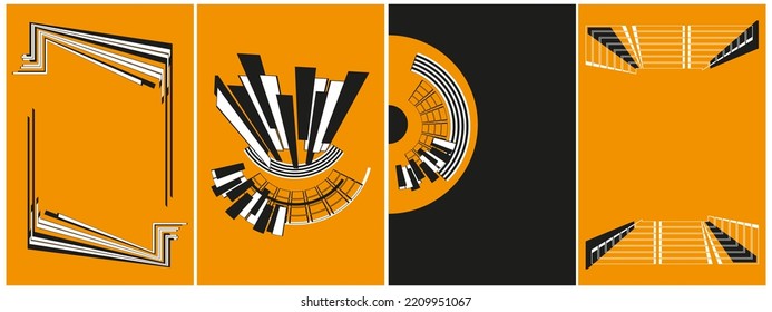 Template for music festival or concert. Text frame surface.Use for poster, brochure, magazine, card, book, flyer, banner, anniversary trendy style.Cover design.Piano style.
