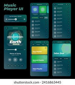 Template of Music Player User Interface with Dark Background