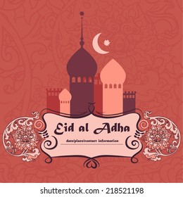 template for muslim holiday card, vector illustration