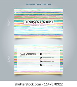 Template name card hand draw horizontal pattern pastel color background. Vector illustration