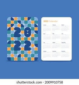 template national design pocket calendar 2022 with colorful geometric abstract pattern. vector illustration. Vertical pocket calendar page