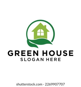 template Nature house logo with green color symbols, brand identity, company logo