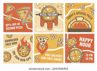 Template network post set for pizzeria promotion