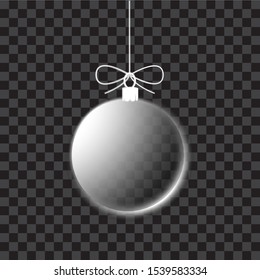 Template for New Year or Christmas project. Christmas Ball. Black and white vector image with transparency