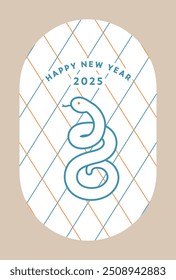 Template for New Year greeting card for year of the snake 2025.
Cute, stylish and simple design Japanese illustration.
