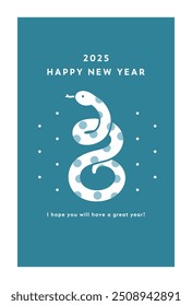 Template for New Year greeting card for year of the snake 2025.
Cute, stylish and simple design Japanese illustration.