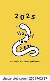 Plantilla para la tarjeta de felicitación del año Nuevo para el año de la serpiente 2025.
Lindo, elegante y simple diseño de ilustración japonesa.