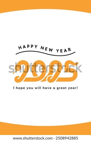 Template for New Year greeting card for year of the snake 2025.
Cute, stylish and simple design Japanese illustration.