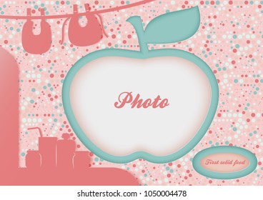 Template for the newborn baby photo album. First achievements of the baby	


