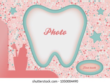 Template for the newborn baby photo album. First achievements of the baby	

