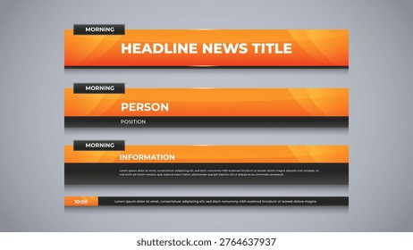 template news lower third with yellow color for broadcast media
