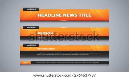 template news lower third with yellow color for broadcast media
