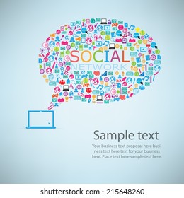 Template notebook idea with social network icons background