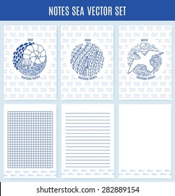 Template notebooks. Vector note sea