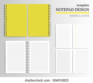 Template Notepad Design. Cover And Papers.