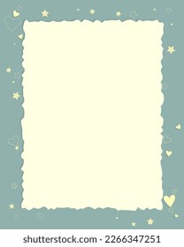 Template for notes with stars and heart, blank, reminders, to do list. Vintage decoupage collage, scrupbooking. Vector illustration