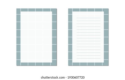 Template for notes, timetable, checklists, exercise books, agendas. Blue checkered background. Vector. Isolated. White background.