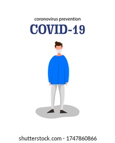 Template for the Novel Coronavirus 2019-nCoV outbreak man isolated on a white background. Pandemic epidemiology concept. Vector flat illustration.