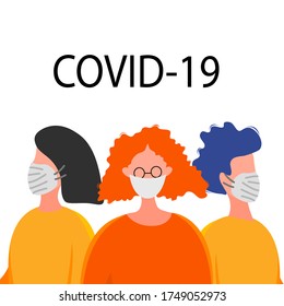 Template for the Novel Coronavirus 2019-nCoV outbreak with a group of people. Pandemic epidemiology concept. Vector flat illustration.