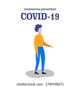 Template for the Novel Coronavirus 2019-nCoV outbreak man isolated on a white background. Pandemic epidemiology concept. Vector flat illustration.