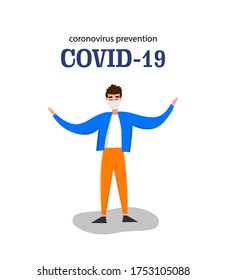 Template for the Novel Coronavirus 2019-nCoV outbreak man isolated on a white background. Pandemic epidemiology concept. Vector flat illustration.