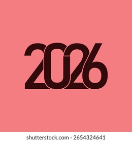 template with number 2026, new year card in pastel colors