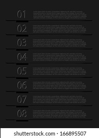 Template with numbers with place for your content. Page in the magazine or website