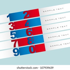 Template of numbers, with yellow, red and white colors. vector illustration