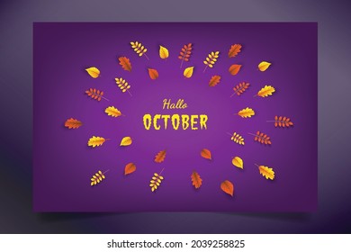 Template october background autumn leaf circle. good for your background, elements and design need.