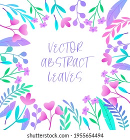 Plantilla sobre un fondo blanco con hojas y flores abstractas. Hecho en un estilo plano. Ilustración vectorial.