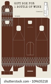 Template for one bottle of wine gift box