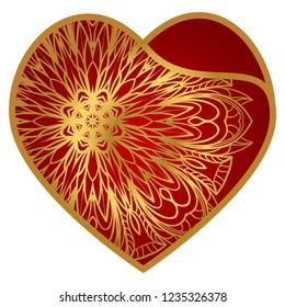 Template Openwork Heart For Laser Cutting. For Plotter Cutting Or Printing, Wood, Metal. Vector Illustration.