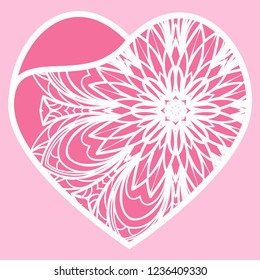 Template Openwork Heart For Laser Cutting. For Plotter Cutting Or Printing, Wood, Metal. Vector Illustration.
