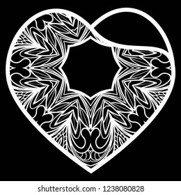 Template Openwork Heart For Laser Cutting. For Plotter Cutting Or Printing, Wood, Metal. Vector Illustration.