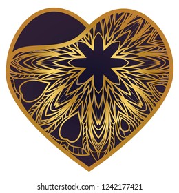 Template Openwork Heart For Laser Cutting. For Plotter Cutting Or Printing, Wood, Metal. Vector Illustration.