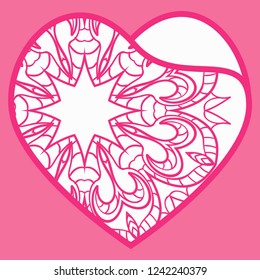 Template Openwork Heart For Laser Cutting. For Plotter Cutting Or Printing, Wood, Metal. Vector Illustration.