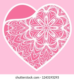 Template Openwork Heart For Laser Cutting. For Plotter Cutting Or Printing, Wood, Metal. Vector Illustration.