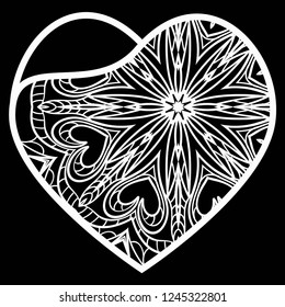 Template Openwork Heart For Laser Cutting. For Plotter Cutting Or Printing, Wood, Metal. Vector Illustration.