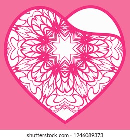Template Openwork Heart For Laser Cutting. For Plotter Cutting Or Printing, Wood, Metal. Vector Illustration.