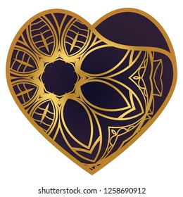 Template Openwork Heart For Laser Cutting. For Plotter Cutting Or Printing, Wood, Metal. Vector Illustration.