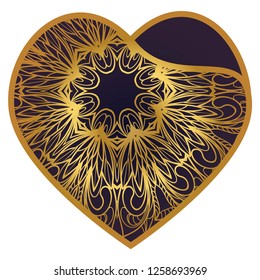 Template Openwork Heart For Laser Cutting. For Plotter Cutting Or Printing, Wood, Metal. Vector Illustration.