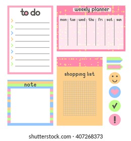 Template for organaizer, notebook and planner. To do list, shopping list.