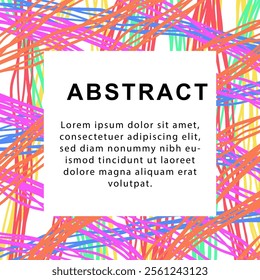 Template with organic abstract shapes and line in bright colors and text area. Contemporary vector Illustration. 