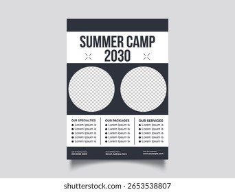 Plantilla para organizar eventos de campamento de verano con un diseño estructurado