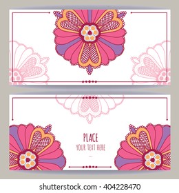 Template ornamental frame for greeting card and wedding invitation. 