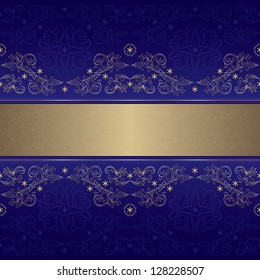 Template with ornate floral seamless pattern on a violet background. Vector background