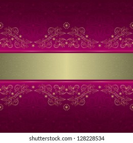 Template with ornate floral seamless pattern on a pink background. Vector background