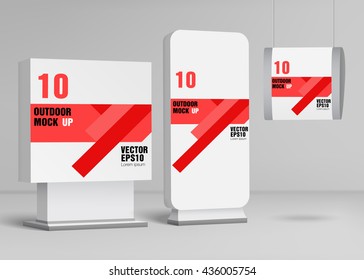 Template for outdoor adverting billboard. Urban mock up design. Vector Illustration. 
