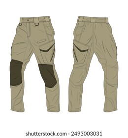 Template of outdoor hiking trousers and military army trousers