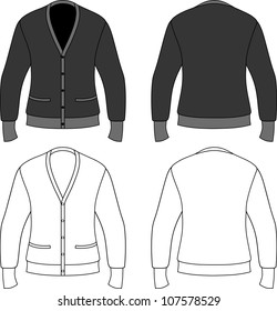 Template outline illustration of a blank cardigan